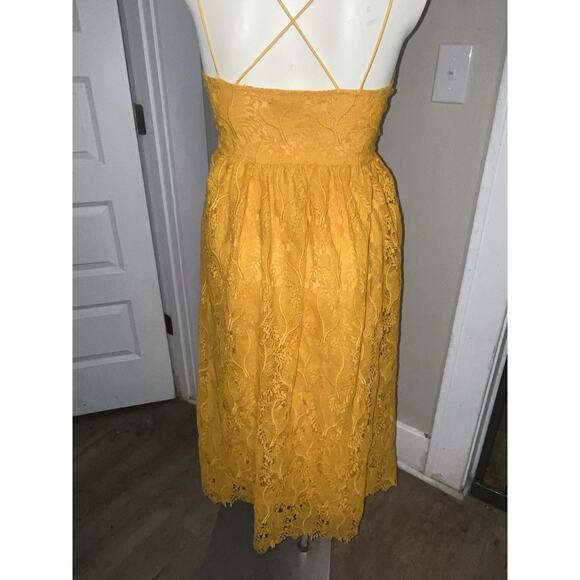 H&M Mustard Yellow Floral Lace Dress Women's Size Small NEW NWT - Picture 9 of 13